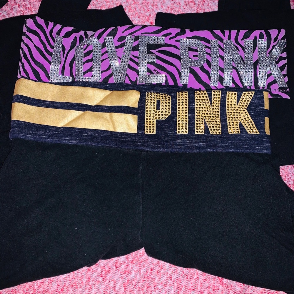 2 pink bling leggings
